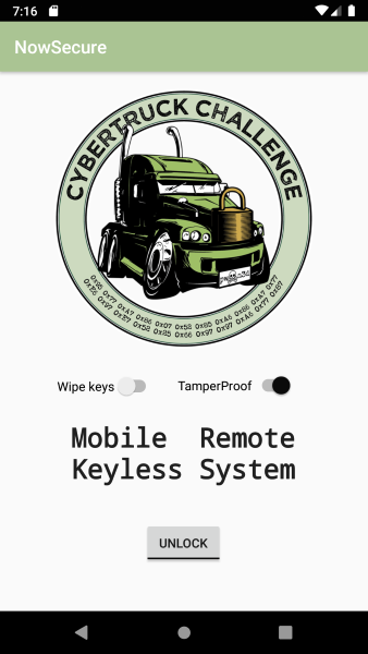 The CyberTruck app with the TamperProof setting enabled