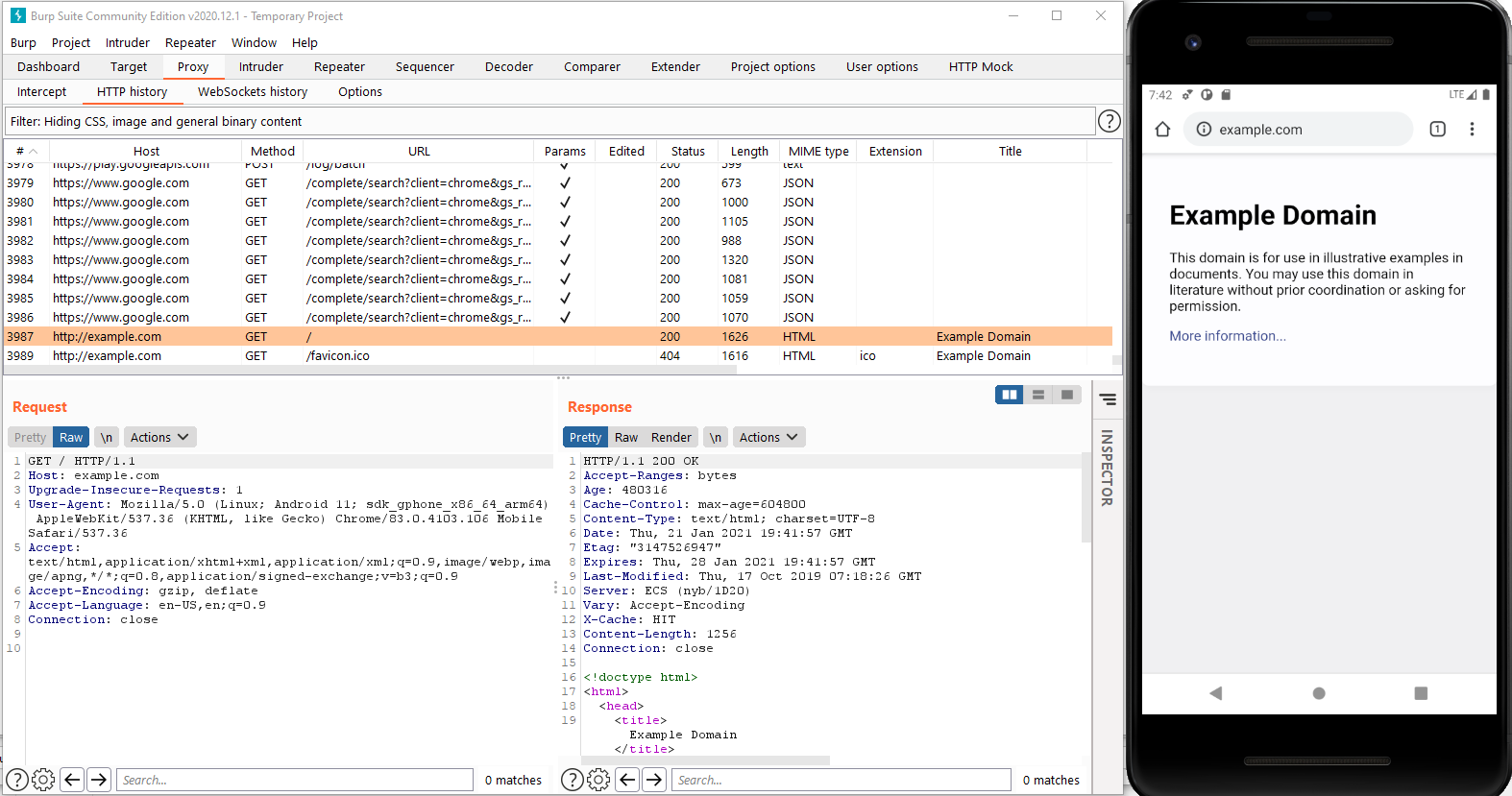 Setup complete, we can now capture https traffic on a rooted Android 11 emulator.