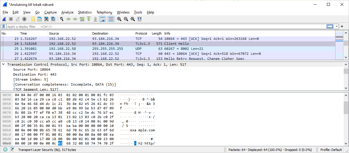 The traffic is all encrypted, you can't really see much more than the domain