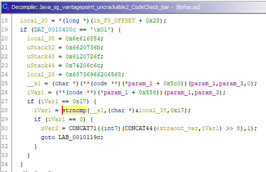 strncmp is only called when iVar1 is 0x17.