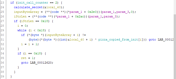 The central part of the code check function, also here with a couple of modified names.